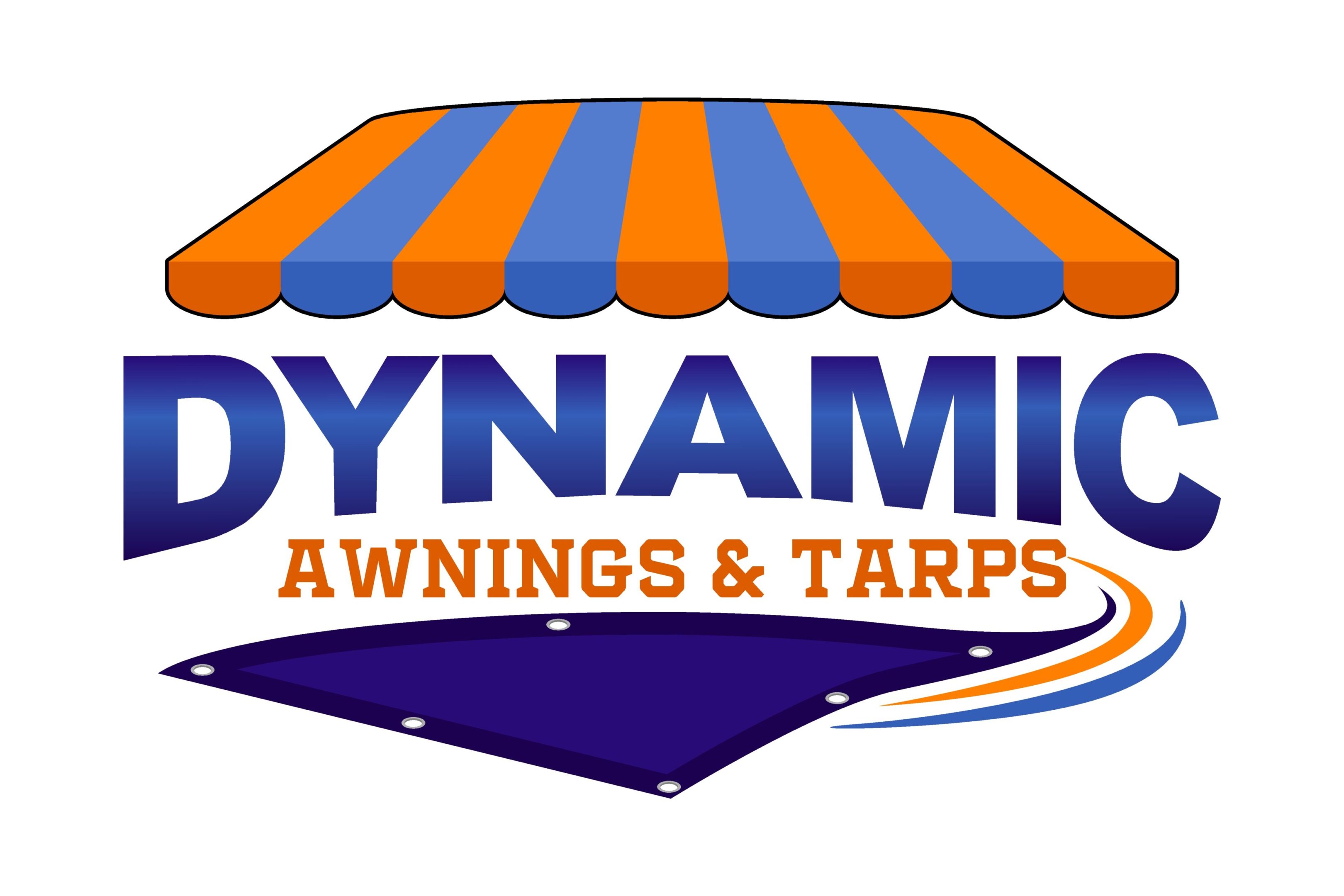 Logo for Dynamic Awnings & Tarps with a colorful awning graphic.